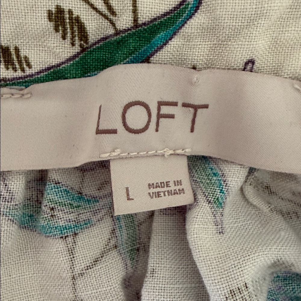Loft Linen Blend Indian Block Print Dress Belt Not Included - Picture 6 of 7